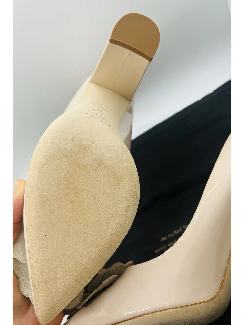 Kate Spade NY Pixanne Too heels 6.5 nude blush patent leather flower NIB